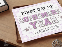 Glitter First Day Of Sophomore Year Sign PRINTABLE Back To School Sign Whimsical Bold Modern Elegant Girl Photo Prop Class Of 2028