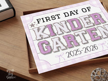 Glitter First Day Of Kindergarten Sign, PRINTABLE Back To School Sign, Whimsical Bold Modern Elegant Girl Photo Prop