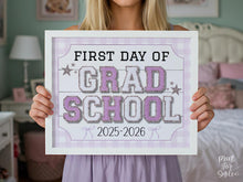 Glitter First Day Of Grad School Sign, PRINTABLE Back To School Sign, Whimsical Bold Modern Elegant Girl Photo Prop