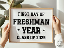 First Day Of Freshman Year Sign Boy PRINTABLE Sports Style, High School Sign, Bold Simple Minimalist Modern
