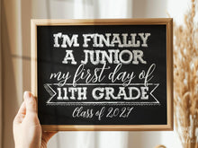 First Day Of 11th Grade Sign, Junior Year Sign, PRINTABLE 1st Chalkboard, Class Of 2027