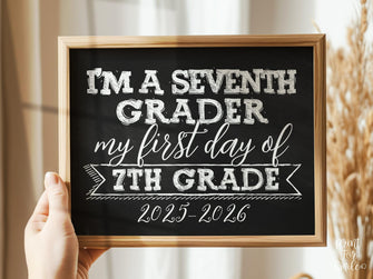 First Day Of 7th Grade Sign PRINTABLE Seventh Grade Chalkboard 2025