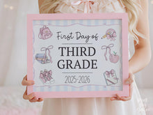 Pastel First Day Of 3rd Grade Sign PRINTABLE Third Grade School Sign Photo Prop Instant Download Cute Coquette Bow Girly Whimsical Modern