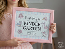 Pastel First Day Of Kindergarten Sign PRINTABLE School Sign Photo Prop, Instant Download Cute Coquette Bow Girly Whimsical Modern