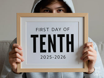 Bold First Day Of Tenth Grade Sign PRINTABLE 10th Grade Minimalist Back To School Sign, Photo Prop Simple, Clean Classic Modern