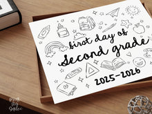 First Day of Second Grade Sign PRINTABLE, Cute Back to School Sign, Hand Drawn Illustrated Whimsical Modern Photo Prop, 2nd Grade Sign JPG