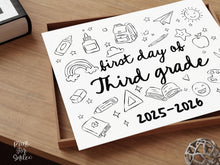 First Day of Third Grade Sign PRINTABLE, Cute Back to School Sign, Hand Drawn Illustrated Whimsical Modern Photo Prop, 3rd Grade Sign JPG
