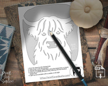 Highland Cow Pumpkin Carving Stencil Set, PRINTABLE Templates, Halloween Jack O’ Lantern