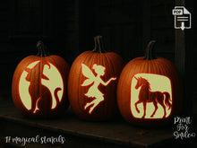 Magic Pumpkin Carving Stencil Set | Printable Templates – Mystical Fantasy Designs (Fairy, Moon, Witchy, Cat, Unicorn, Elf, Dragon)