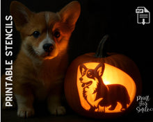 Corgi Pumpkin Carving Stencil Set, 4 Dog Halloween PRINTABLE Templates, Corgi Dog Pup, Jack O Lantern, Instant Download
