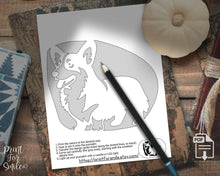 Corgi Pumpkin Carving Stencil Set, 4 Dog Halloween PRINTABLE Templates, Corgi Dog Pup, Jack O Lantern, Instant Download