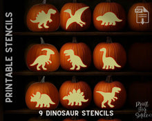 Dinosaur Pumpkin Carving Stencil Set - T-Rex, Stegosaurus, Triceratops, Pterodactyl - PRINTABLE Dino Halloween Jack O' Lantern Templates