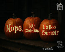 Funny Pumpkin Carving Stencil Set, Sarcastic Halloween PRINTABLE Templates, Jack O Lantern, Instant Download