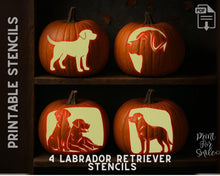 Labrador Retriever Pumpkin Carving Stencil Set, 4 Dog Halloween PRINTABLE Lab Templates, Jack O Lantern, Instant Download