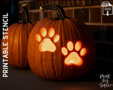 Dog Paw Prints Pumpkin Carving Stencil, Dog Stencil, Printable Halloween Pattern, Template, Jack O' Lantern, Instant Download