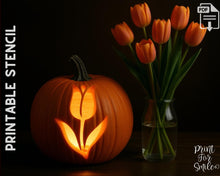 Flower Pumpkin Carving Stencil Set - Rose, Daisy, Lotus, Tulip - PRINTABLE Halloween Floral Jack O' Lantern Templates