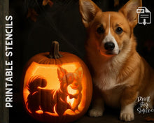 Corgi Halloween Pumpkin Stencil, Printable Dog Carving Pattern, Fall DIY Pet Art