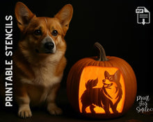 Corgi Pumpkin Template Printable, Halloween Dog Stencil, Cute Pet Carving Design