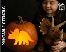 Dinosaur Pumpkin Carving Stencil Set - T-Rex, Stegosaurus, Triceratops, Pterodactyl - PRINTABLE Dino Halloween Jack O' Lantern Templates