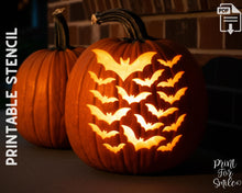 Flying Bats Pumpkin Carving Stencil Template Halloween PRINTABLE