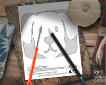 Puppy Pumpkin Carving Stencil Dog Template Halloween PRINTABLE