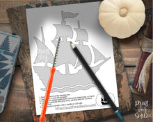 Pirate Ship Pumpkin Carving Stencil Template Halloween PRINTABLE
