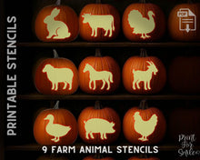Farm Animal Pumpkin Carving Stencil Set - Rabbit, Cow, Turkey, Sheep, Horse, Goat, Duck, Pig, Chicken PRINTABLE Jack O' Lantern Templates