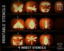 Insect Pumpkin Carving Stencil Set - Butterfly, Grasshopper, Bee, Moth, Beetle, Ant Ladybug Dragonfly PRINTABLE Templates - Instant Download