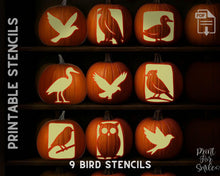 Bird Pumpkin Carving Stencil Set - Owl, Cardinal, Eagle, Dove, Robin, Duck, Swallow, Heron, Hawk PRINTABLE Templates - Instant Download