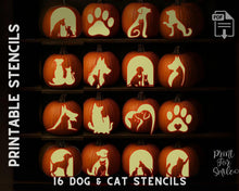 Cat Dog Pumpkin Carving Stencil Set - Printable Halloween Jack O' Lantern Templates - Instant Download