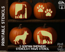 German Shepherd Pumpkin Carving Stencil Set, Dog Stencil, Printable Halloween Pattern, Template, Jack O' Lantern, Instant Download