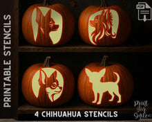 Chihuahua Pumpkin Carving Stencil Set, Dog Stencil, Printable Halloween Pattern, Template, Jack O' Lantern, Instant Download