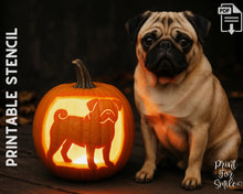 Pug Pumpkin Carving Stencil, Dog Pumpkin Stencil, Printable Halloween Pattern, Template, Jack O' Lantern, Instant Download