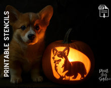 Corgi Pumpkin Carving Stencil Printable, Cute Dog Halloween Template, DIY Pet Pumpkin Decor