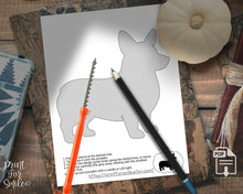 Printable Corgi Pumpkin Stencil, Dog Lover Halloween Craft, Easy Pumpkin Carving Template