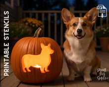Printable Corgi Pumpkin Stencil, Dog Lover Halloween Craft, Easy Pumpkin Carving Template