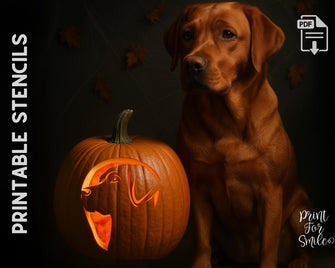 Labrador Retriever Pumpkin Carving Stencil, Dog Halloween PRINTABLE La
