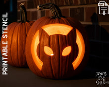 Scary Cat Face Pumpkin Carving Stencil Template Halloween PRINTABLE