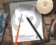 Scary Cat Face Pumpkin Carving Stencil Template Halloween PRINTABLE