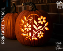 Floral Pattern Pumpkin Carving Stencil Template Decorative Halloween PRINTABLE