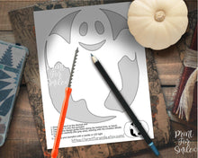 Smiling Ghost Pumpkin Carving Stencil Template Cute Halloween PRINTABLE
