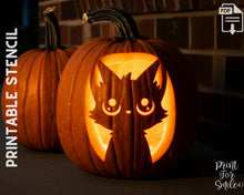Cute Cat Pumpkin Carving Stencil Template Halloween PRINTABLE