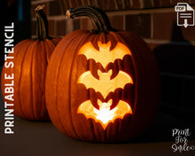 Bats Pumpkin Carving Stencil Template Spooky Halloween PRINTABLE