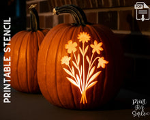 Wildflowers Pumpkin Carving Stencil Floral Template Pattern Halloween PRINTABLE