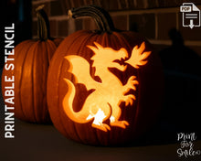 Fire Dragon Pumpkin Carving Stencil Template Halloween PRINTABLE