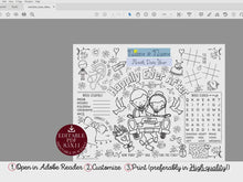 Wedding Placemat PRINTABLE Editable Coloring Kids Activity