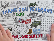 Veterans Day Placemat Coloring Page PRINTABLE