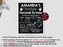 First Day Of School Sign Editable PRINTABLE Chalkboard PDF Template