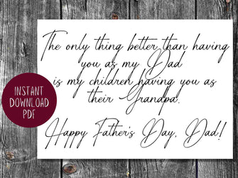 Grandad Fathers Day Card, Grandpa Fathers Day Card, Happy Fathers Day Grandfather Card PRINTABLE