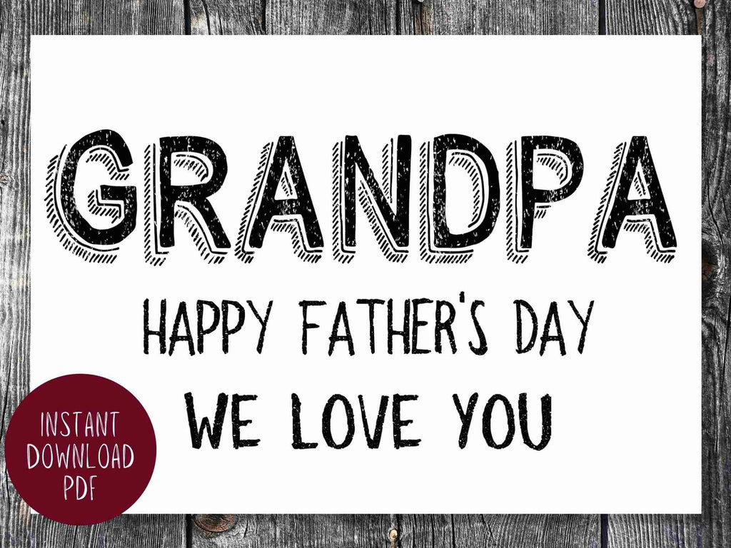 Grandad Fathers Day Card Grandpa PRINTABLE